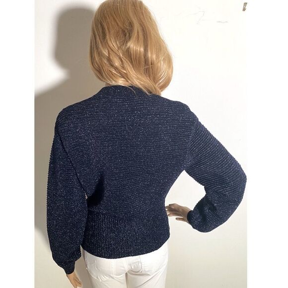 MICHELLE MASON Metallic Twist Sweater Navy & Silver. Size XS / P - Picture 6 of 7